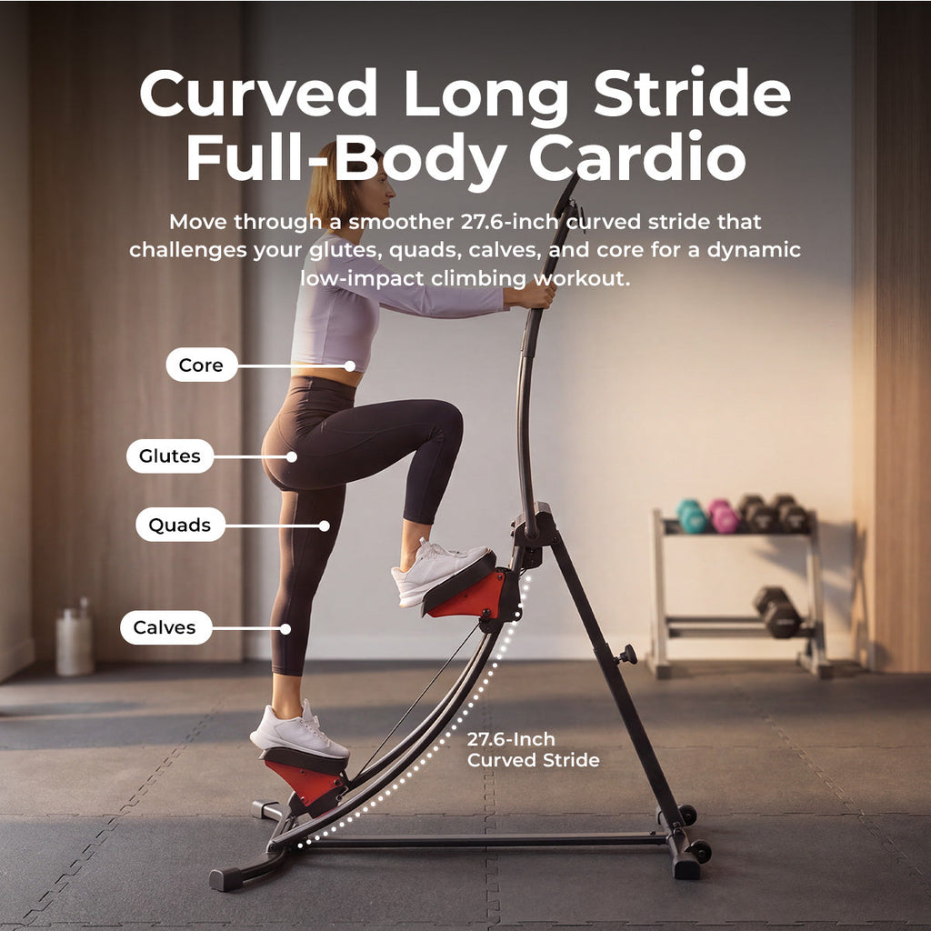Curved Step Climber with Long Stride & 4 Incline Angles