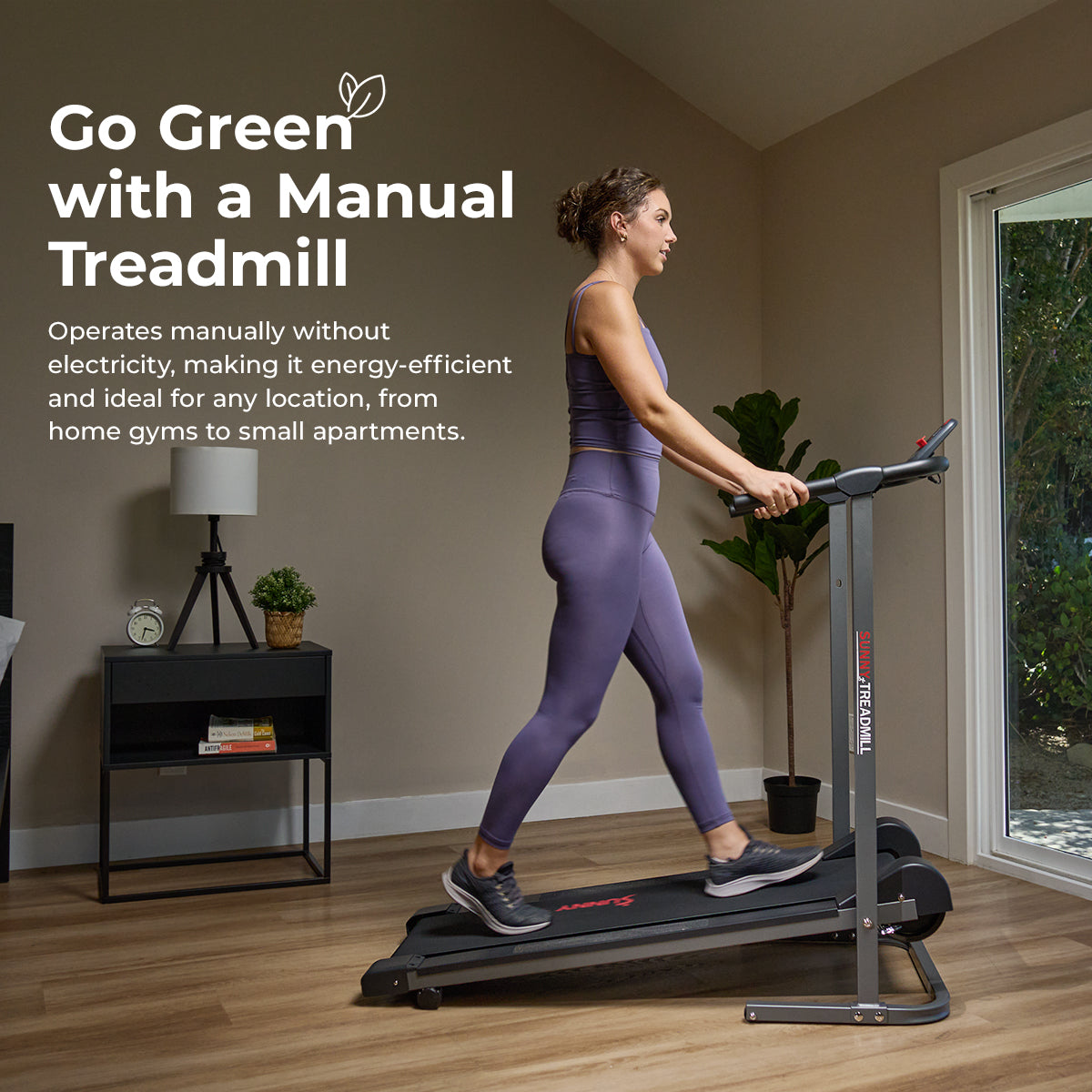 Compact Foldable Manual Treadmill - Sunny Health & Fitness
