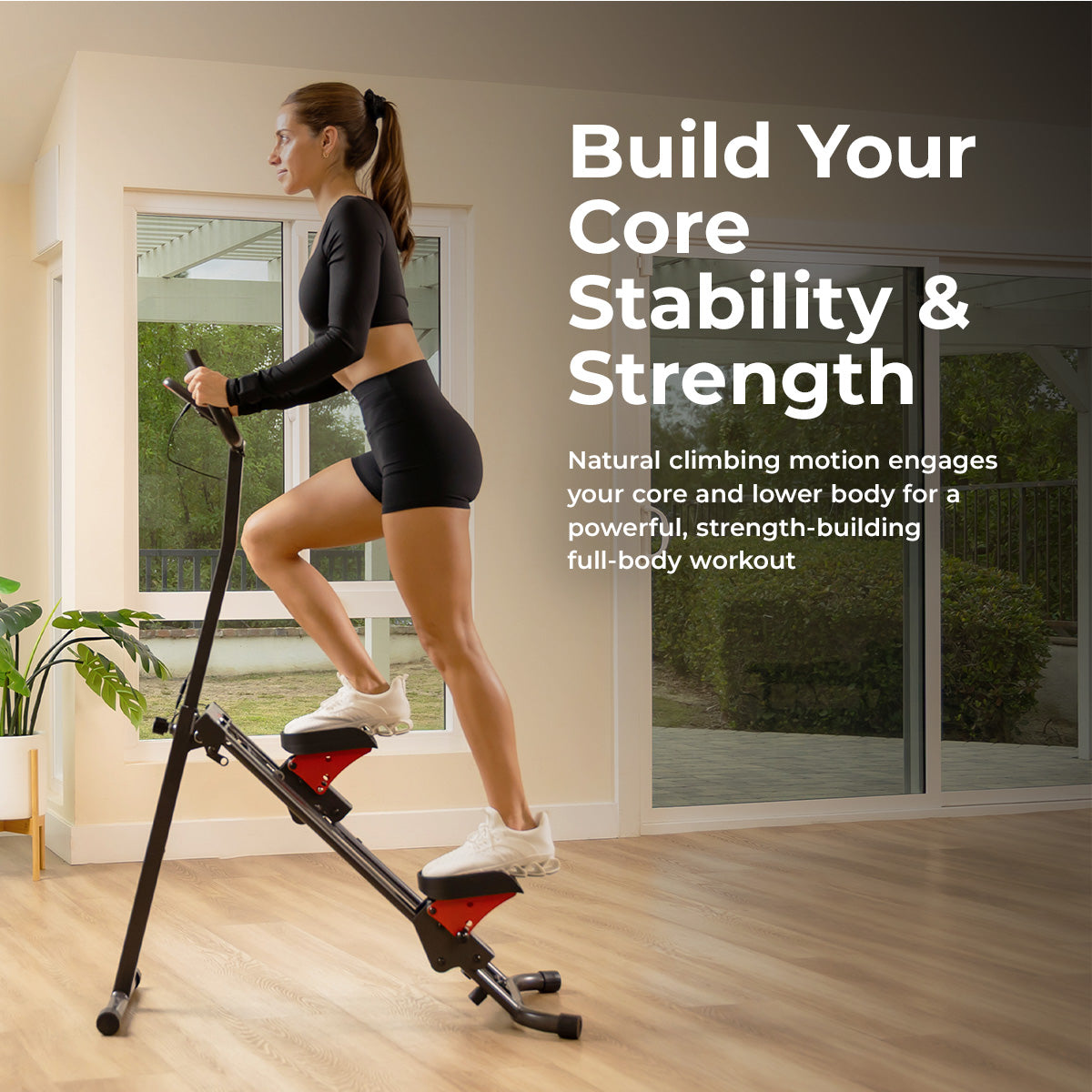 Smart Foldable Stair Climber with Balance-Assist Cords - Sunny Health & Fitness