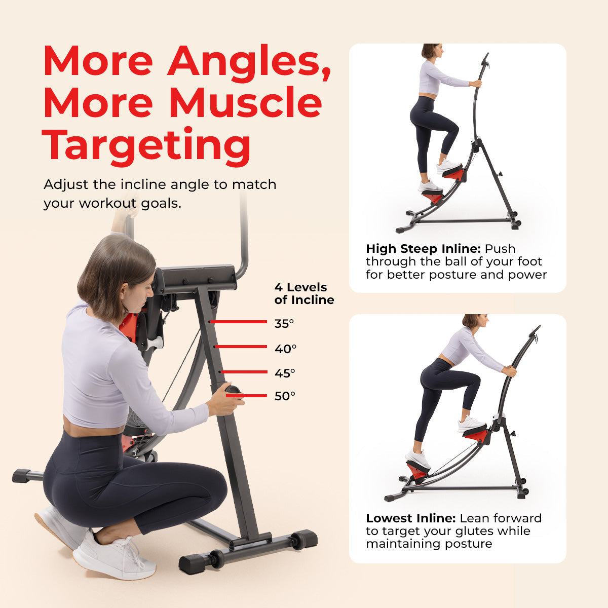 Curved Step Climber with Long Stride & 4 Incline Angles