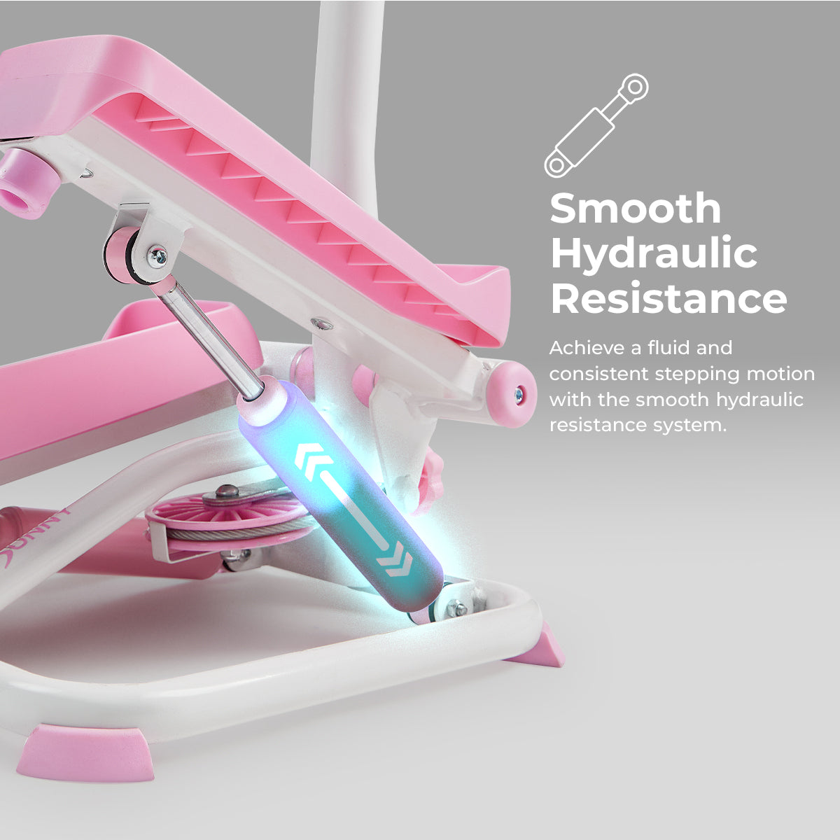 Pink Smart Advanced Stair Exercise Stepper with Handlebar and Resistance Bands - Sunny Health & Fitness