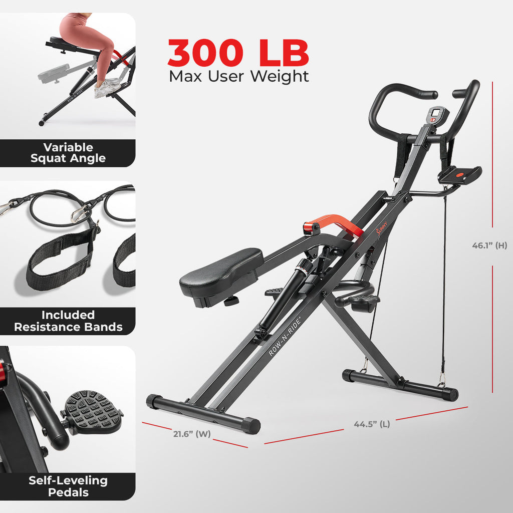 Row-N-Ride® PRO Smart Squat Assist Trainer - Sunny Health & Fitness
