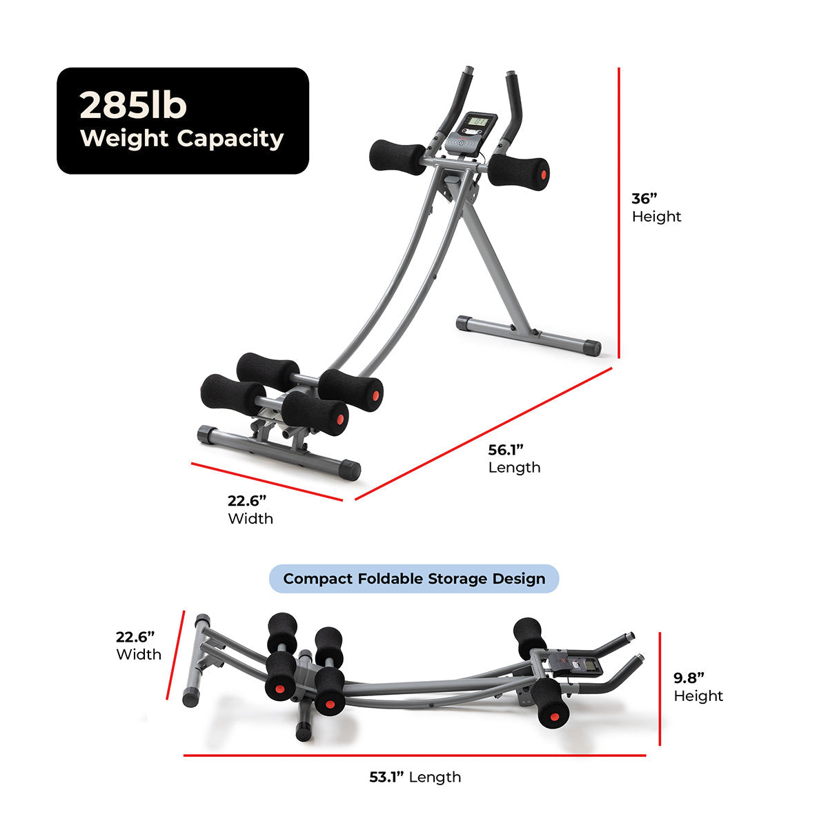Core Glider Ab Trainer Machine - Sunny Health & Fitness