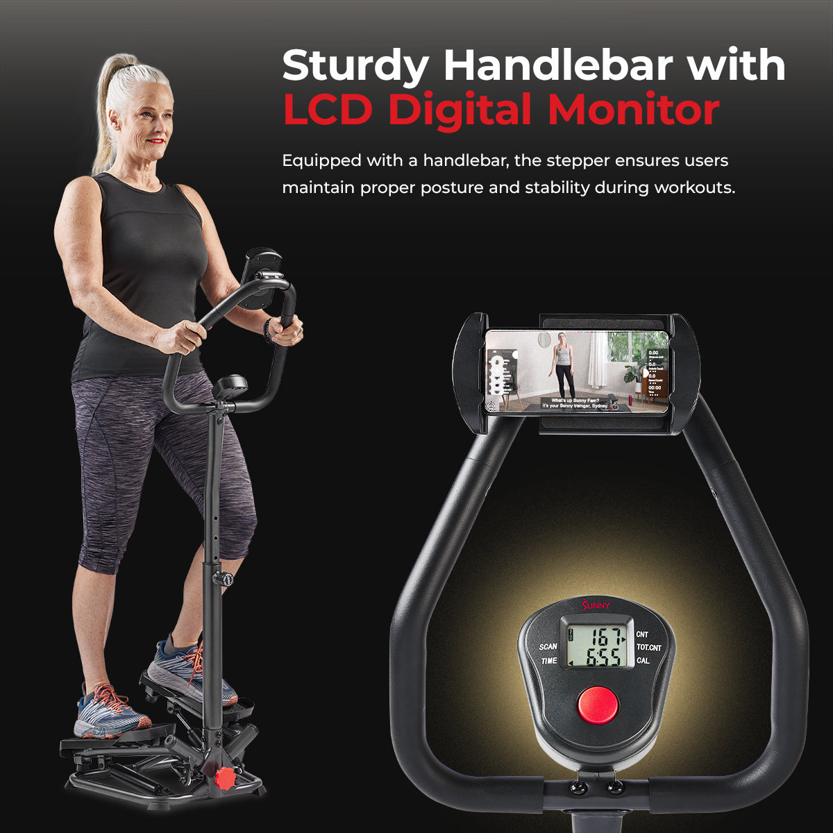 Smart Twist Stepper with Handlebar - Sunny Health & Fitness