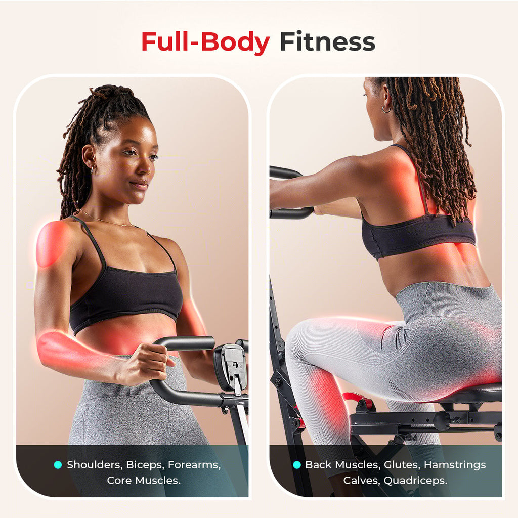 Smart Upright Row-N-Ride® Squat Assist Trainer Machine for Abs and Glute Workout - Sunny Health & Fitness