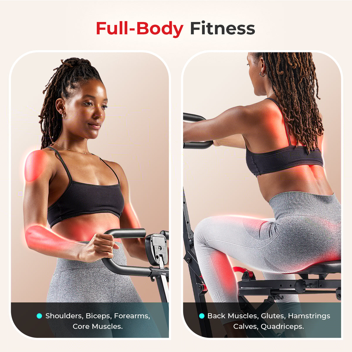 Smart Upright Row-N-Ride® Squat Assist Trainer Machine for Abs and Glute Workout - Sunny Health & Fitness