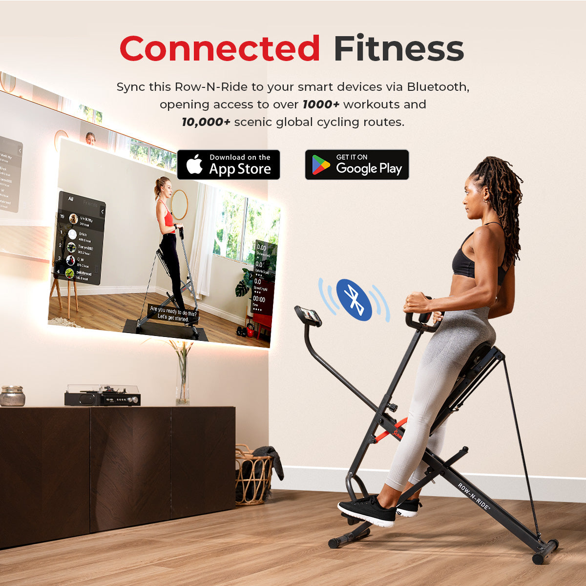 Smart Upright Row-N-Ride® Squat Assist Trainer Machine for Abs and Glute Workout - Sunny Health & Fitness