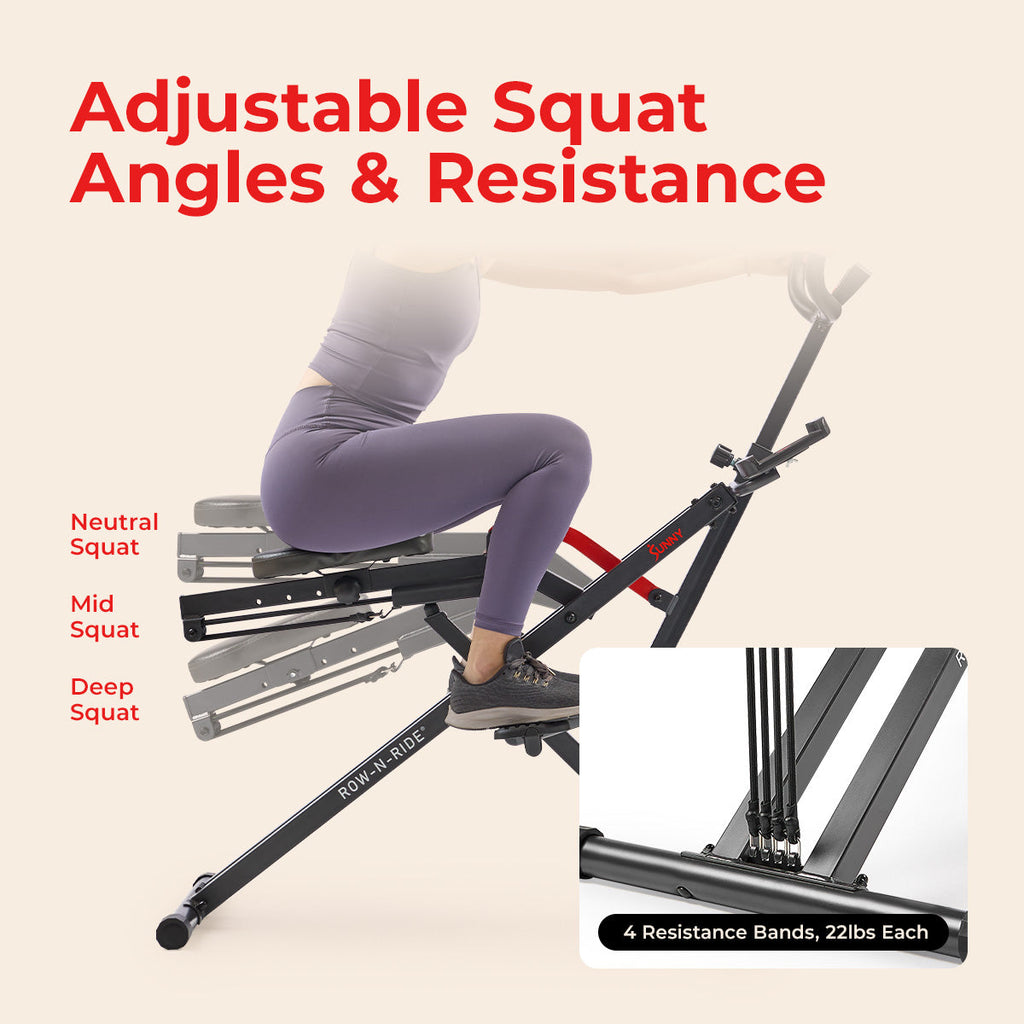 Upright Row-N-Ride® Plus Smart Squat Assist Machine - Sunny Health & Fitness