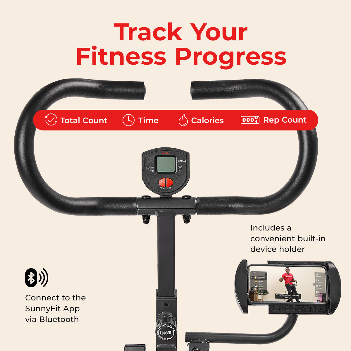 Upright Row-N-Ride® Plus Smart Squat Assist Machine - Sunny Health & Fitness