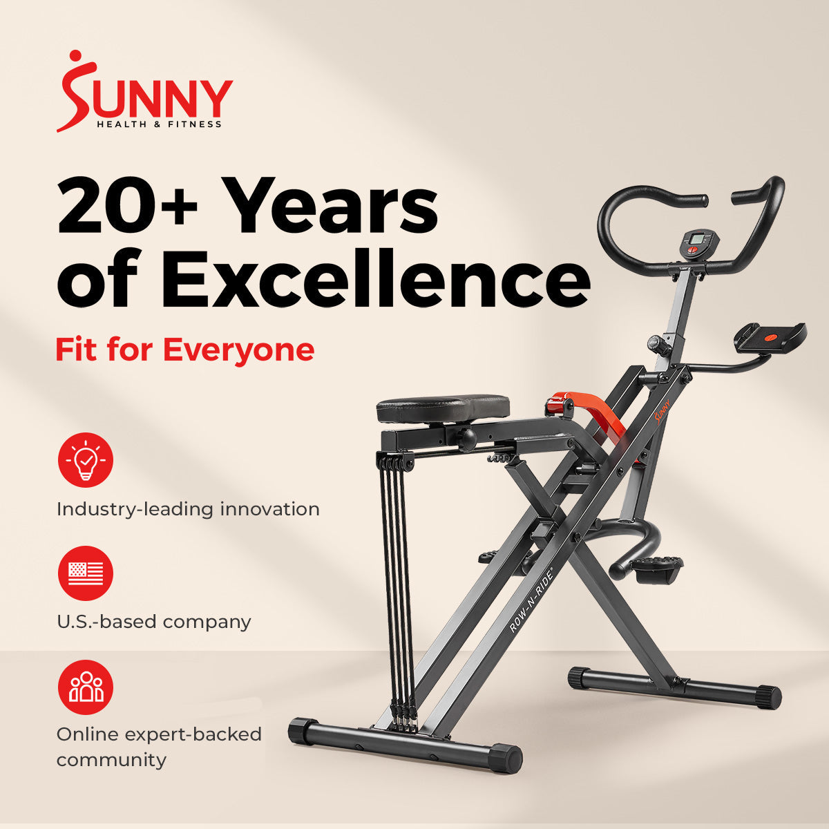 Upright Row-N-Ride® Plus Smart Squat Assist Machine - Sunny Health & Fitness
