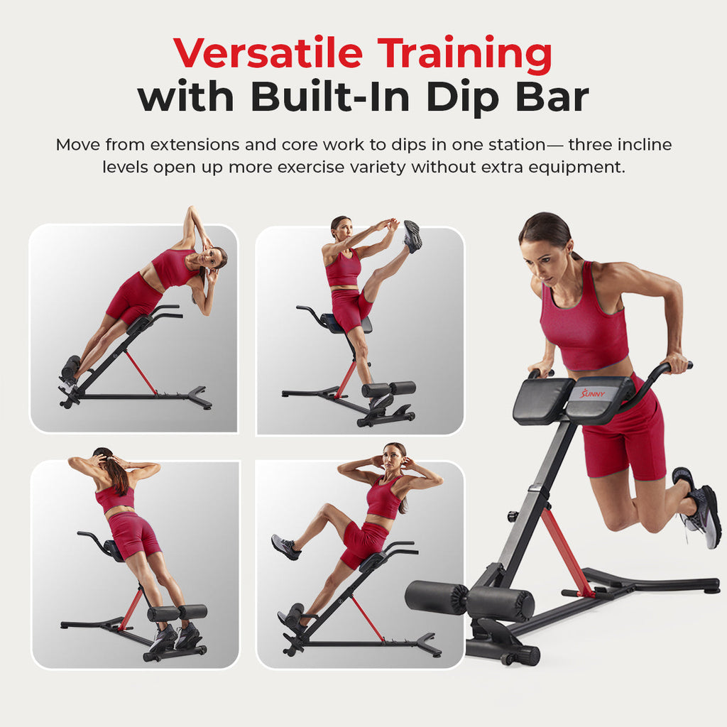 Hyperextension Roman Chair with Dip Station | Sunny Strength® - Sunny Health & Fitness