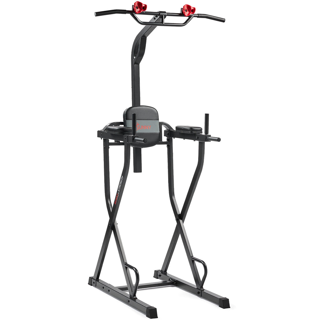 Multifunctional & Adjustable Height Power Tower With Rock-Climbing Grip - Sunny Health & Fitness