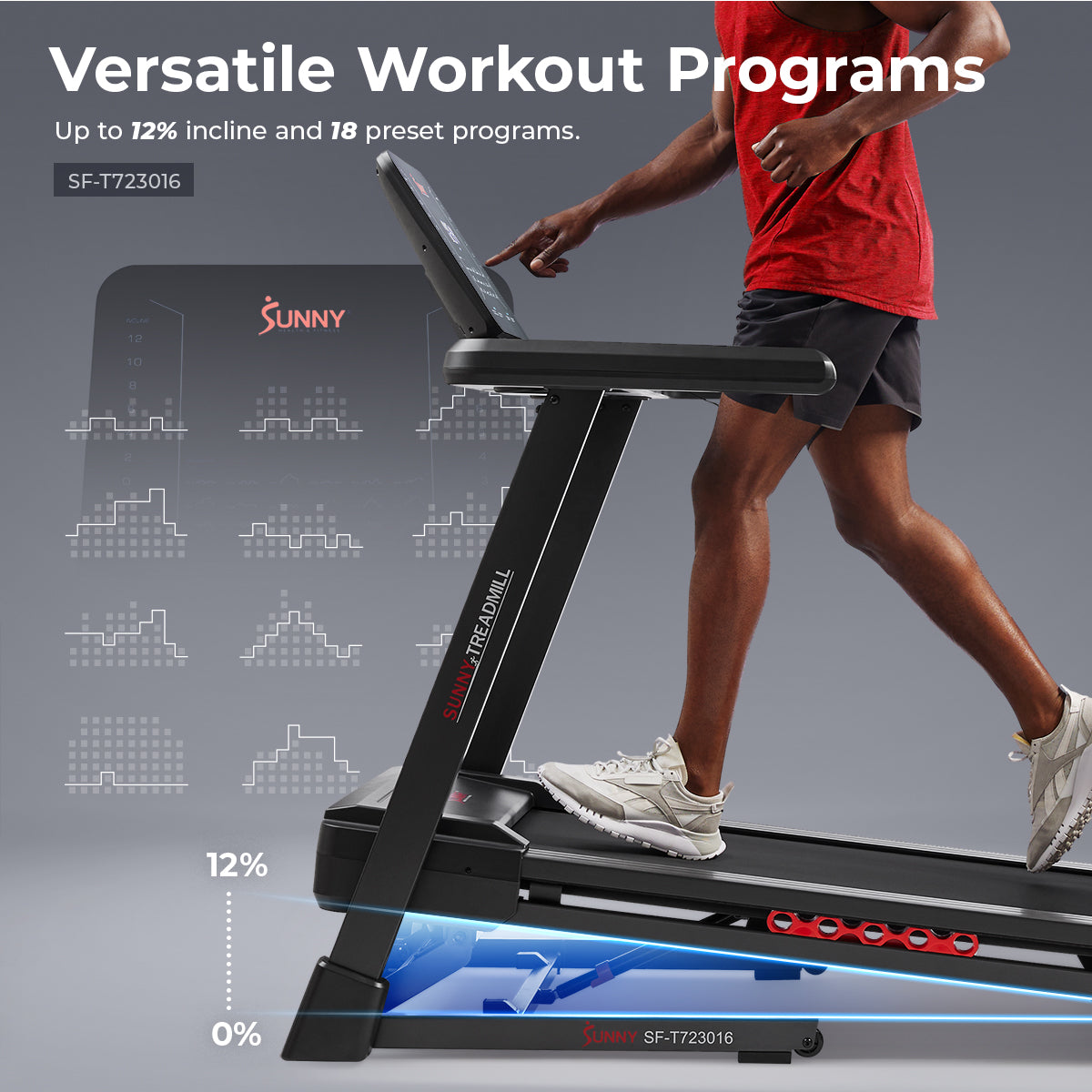 Advanced Heavy Duty Auto Incline Smart Treadmill with 20" Running Deck - Sunny Health & Fitness