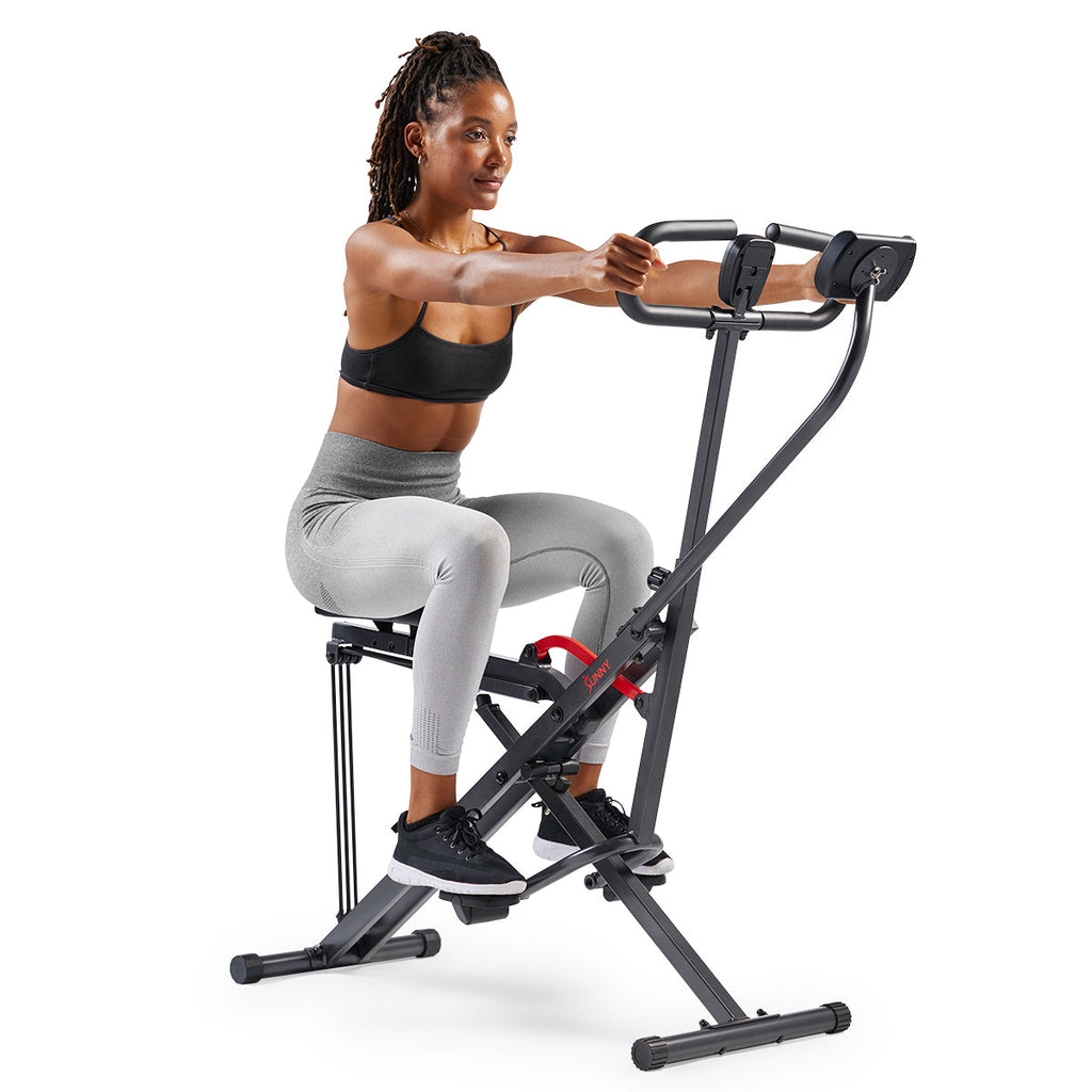 Smart Upright Row-N-Ride® Squat Assist Trainer Machine for Abs and Glute Workout - Sunny Health & Fitness
