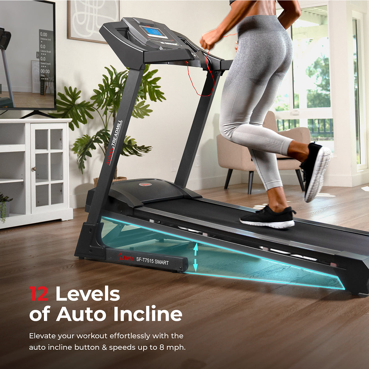 Premium Auto Incline Smart Treadmill - Sunny Health & Fitness