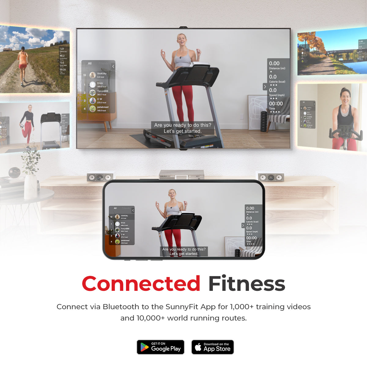 Premium Auto Incline Smart Treadmill - Sunny Health & Fitness