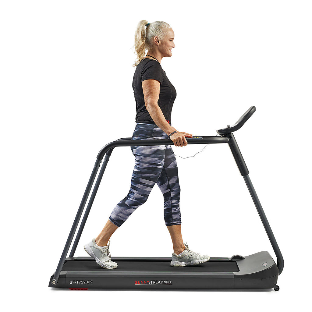 Smart Motorized Treadmill with Handrails - Sunny Health & Fitness