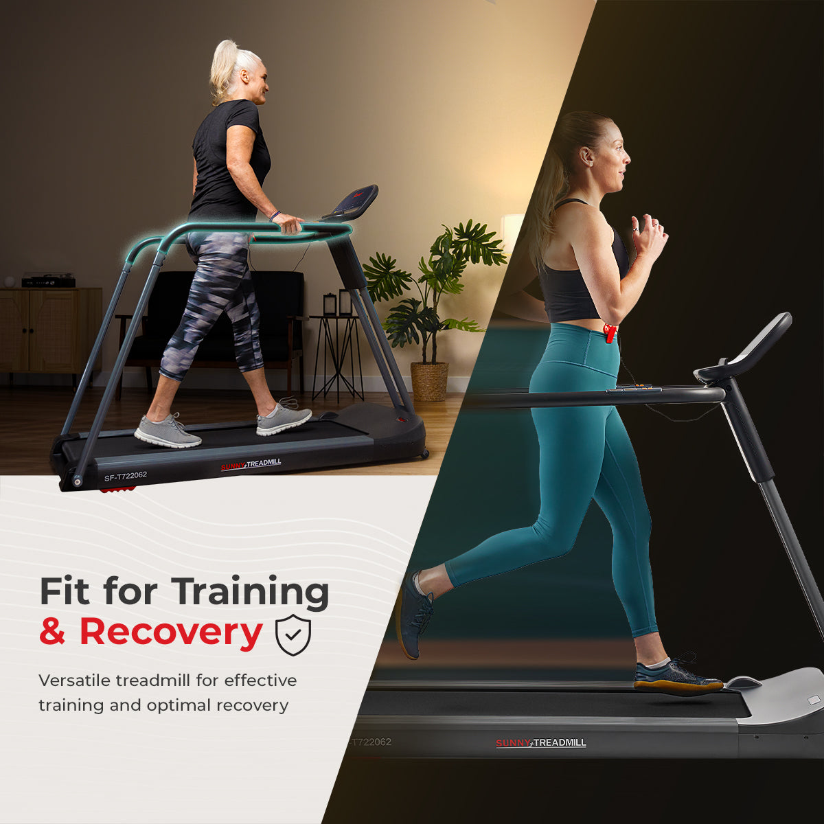 Smart Motorized Treadmill with Handrails - Sunny Health & Fitness