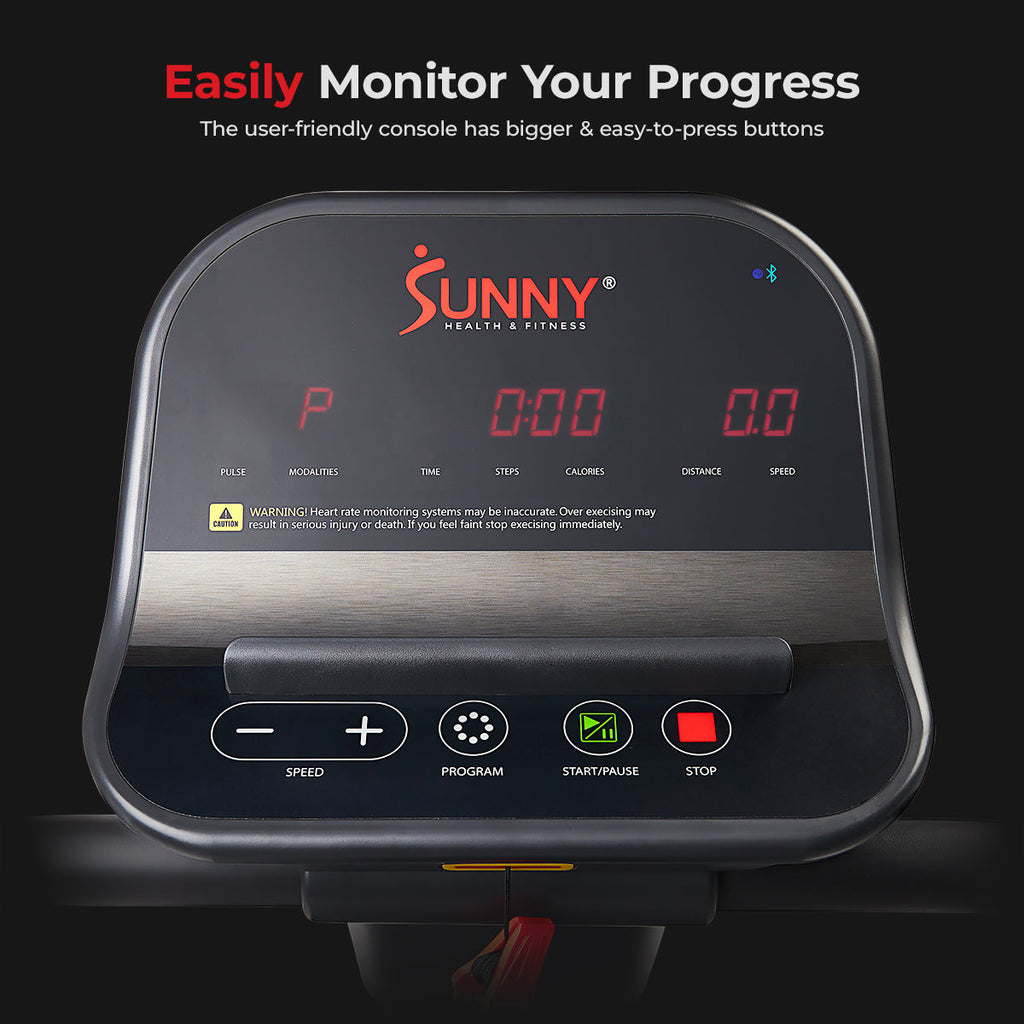 Smart Motorized Treadmill with Handrails - Sunny Health & Fitness