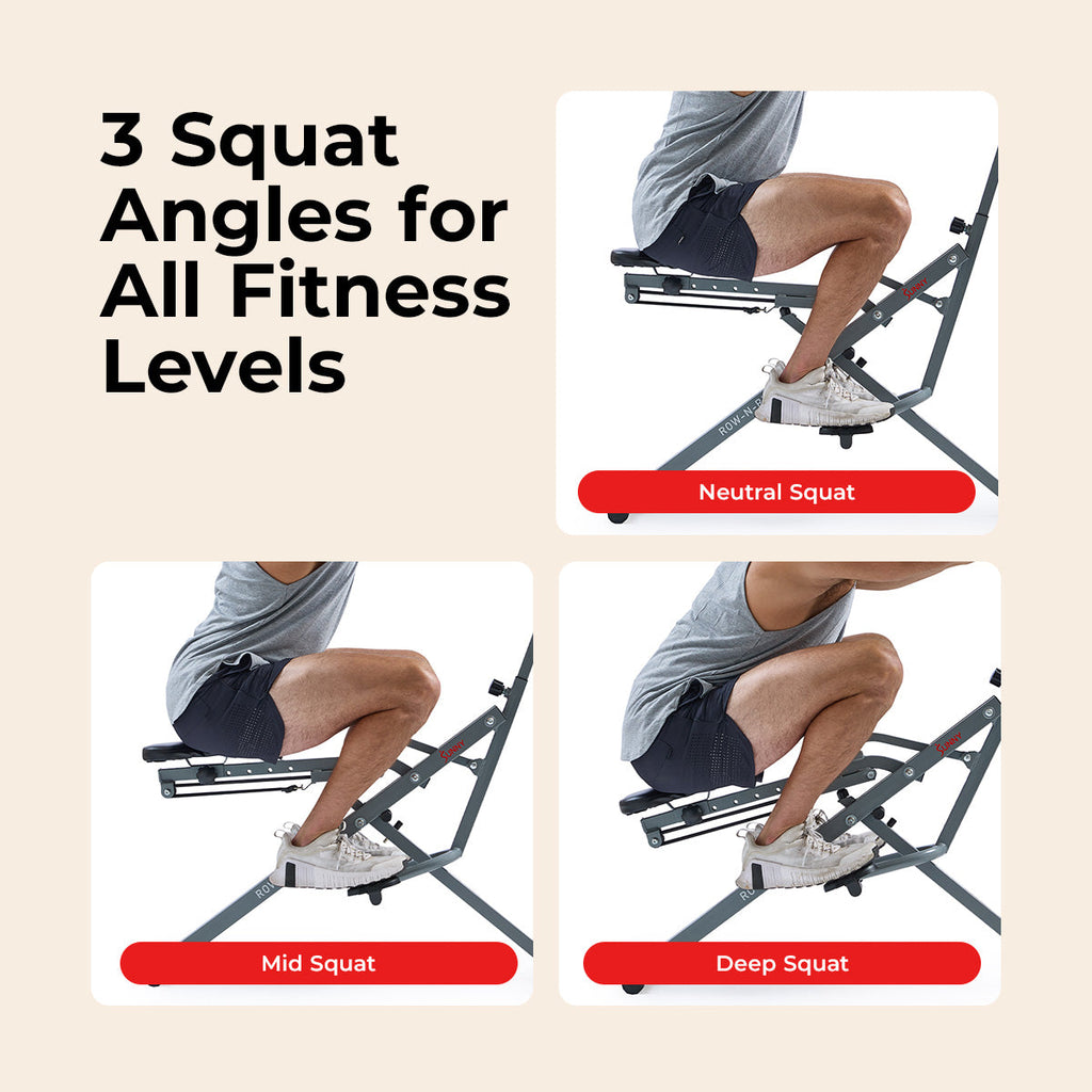 Upright Row-N-Ride® Squat Assist Trainer Machine for Abs and Glute Workout - Sunny Health & Fitness