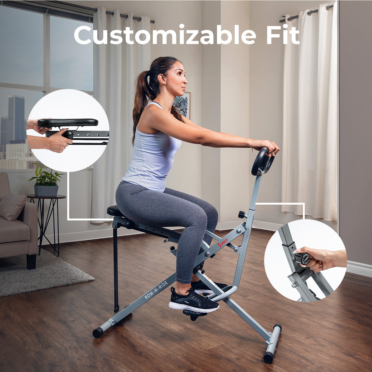 Upright Row-N-Ride® Squat Assist Trainer Machine for Abs and Glute Workout - Sunny Health & Fitness