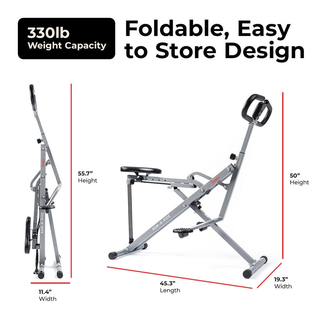 Upright Row-N-Ride® Squat Assist Trainer Machine for Abs and Glute Workout - Sunny Health & Fitness