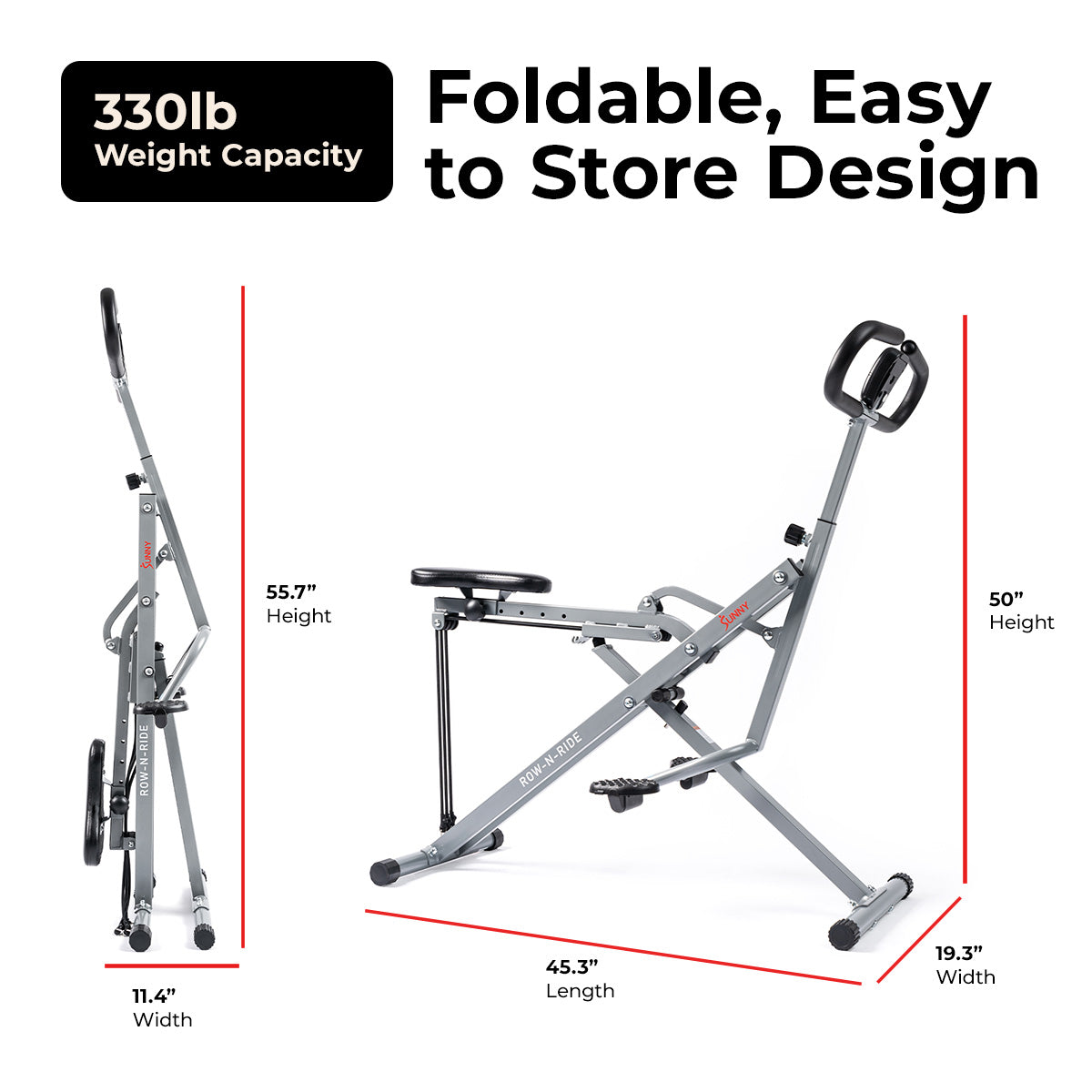 Upright Row-N-Ride® Squat Assist Trainer Machine for Abs and Glute Workout - Sunny Health & Fitness