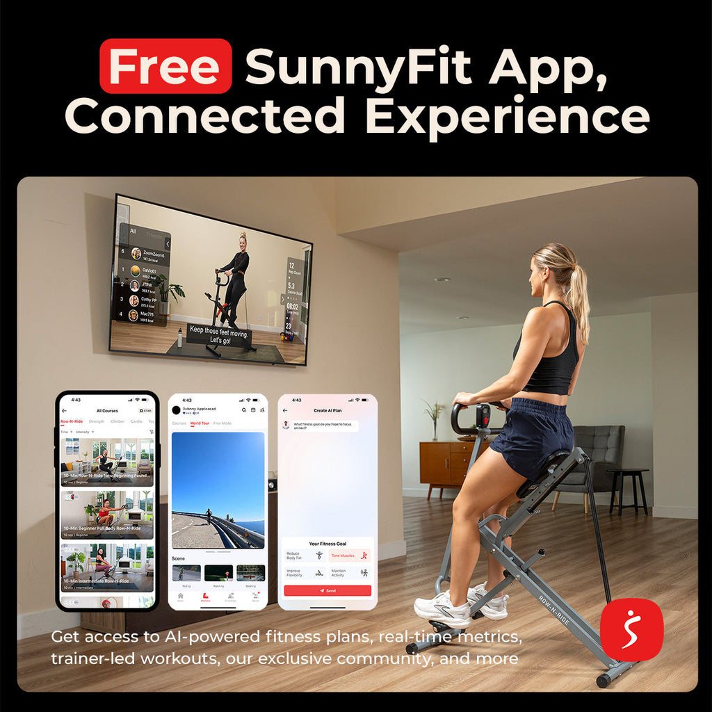 Upright Row-N-Ride® Squat Assist Trainer Machine for Abs and Glute Workout - Sunny Health & Fitness