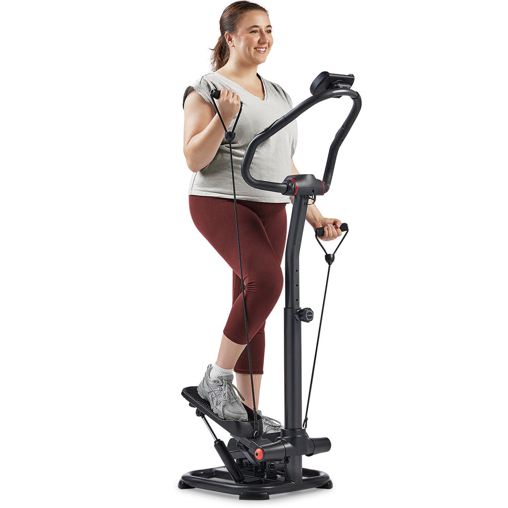 Smart Heavy Duty Power Stepper with Handlebar and Resistance Bands - Sunny Health & Fitness