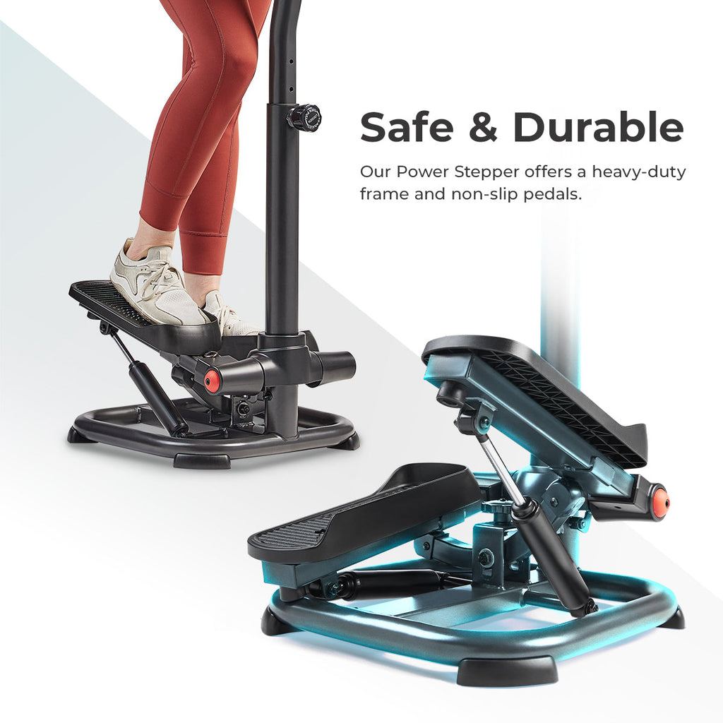 Smart Heavy Duty Power Stepper with Handlebar and Resistance Bands - Sunny Health & Fitness