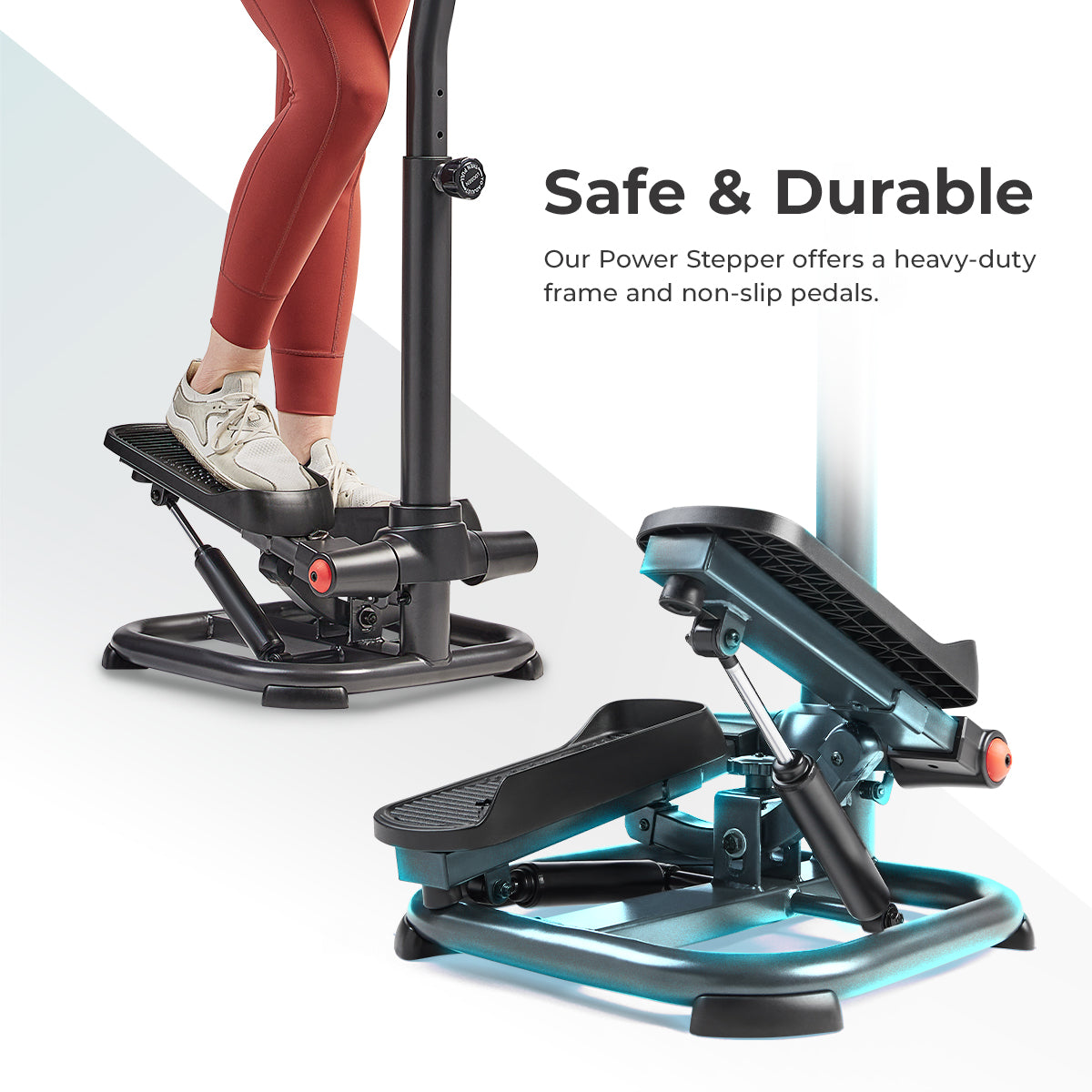 Smart Heavy Duty Power Stepper with Handlebar and Resistance Bands - Sunny Health & Fitness
