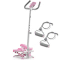Pink Smart Advanced Stair Exercise Stepper with Handlebar and Resistance Bands - Sunny Health & Fitness