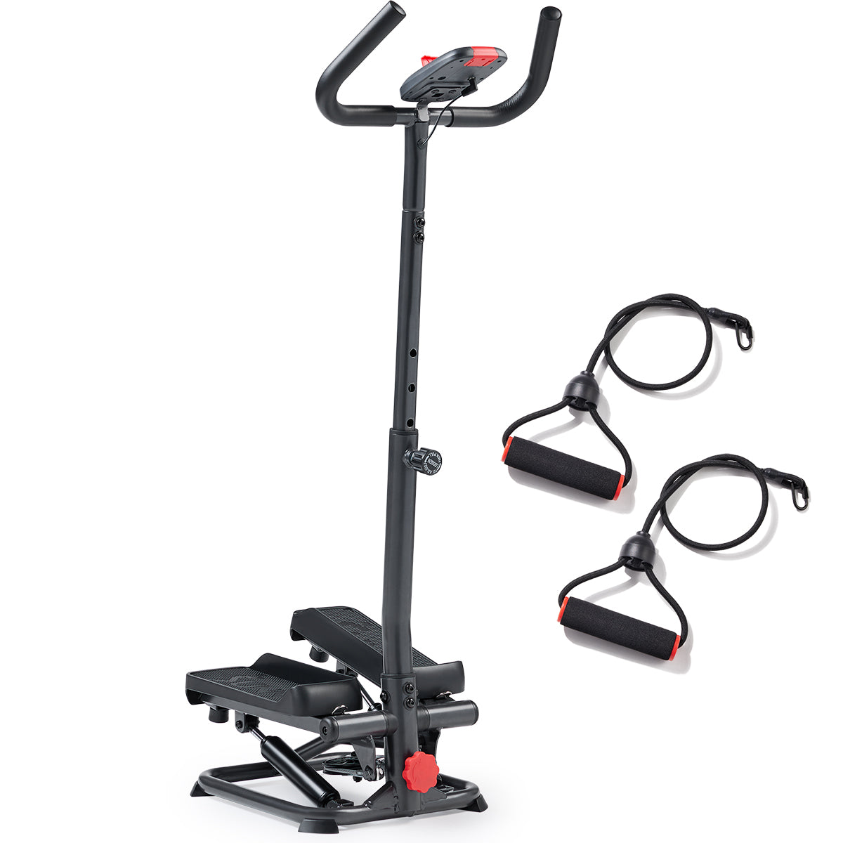 Smart Advanced Stair Exercise Stepper with Handlebar and Resistance Bands - Sunny Health & Fitness