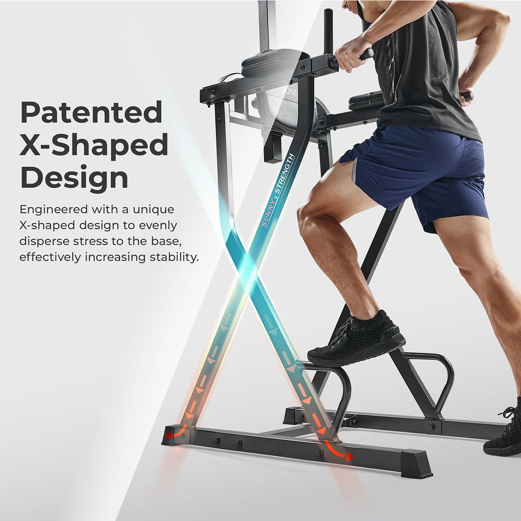 Multifunctional & Adjustable Height Power Tower With Rock-Climbing Grip - Sunny Health & Fitness