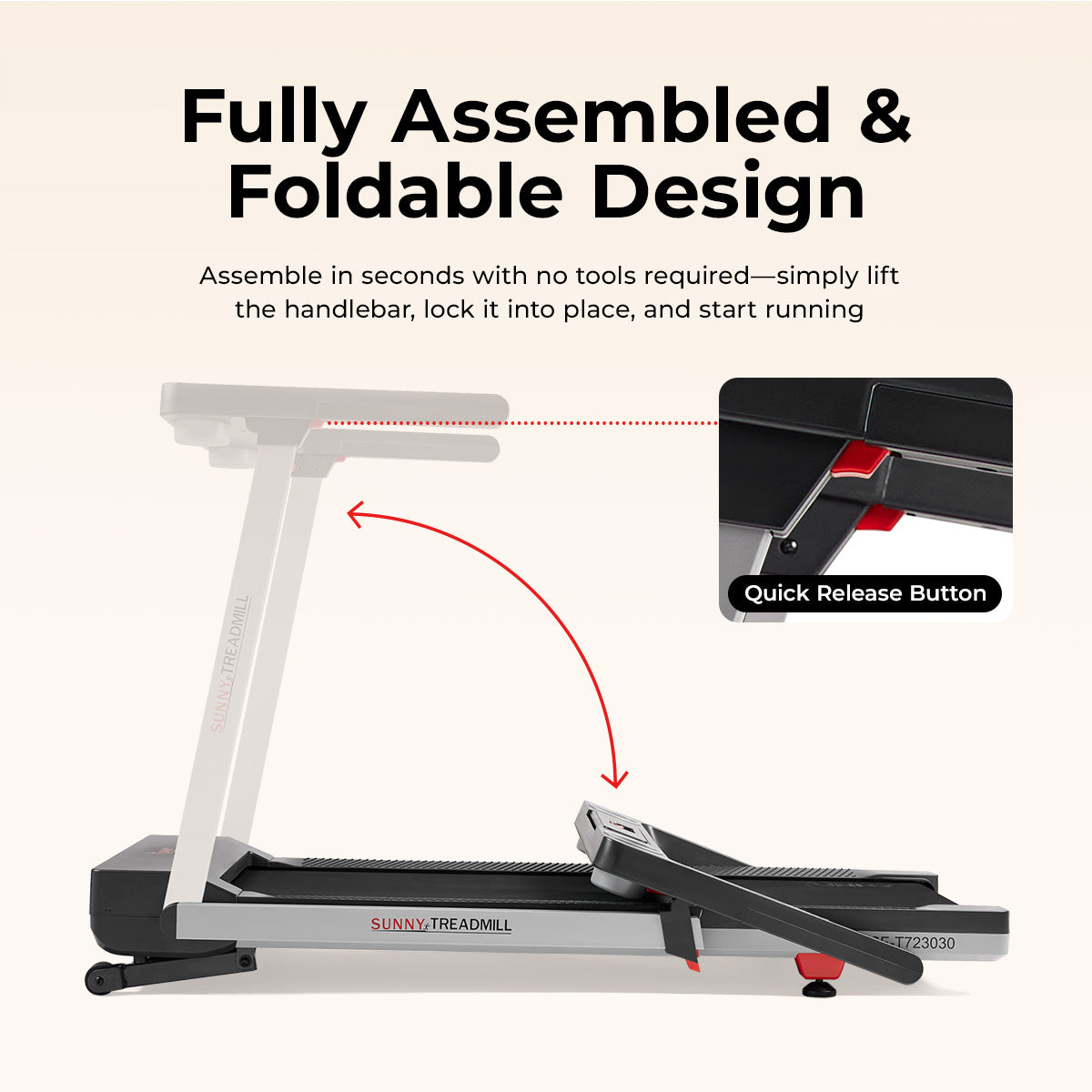 Premium Foldable Auto Incline Smart Treadmill with 20" Running Deck - Sunny Health & Fitness